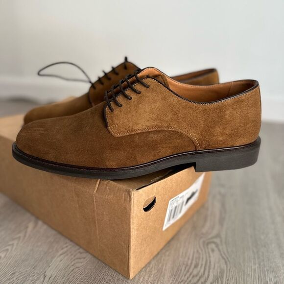 Mango Man Genuine Suede Derby Shoes Brown Leather Sole US 10.5